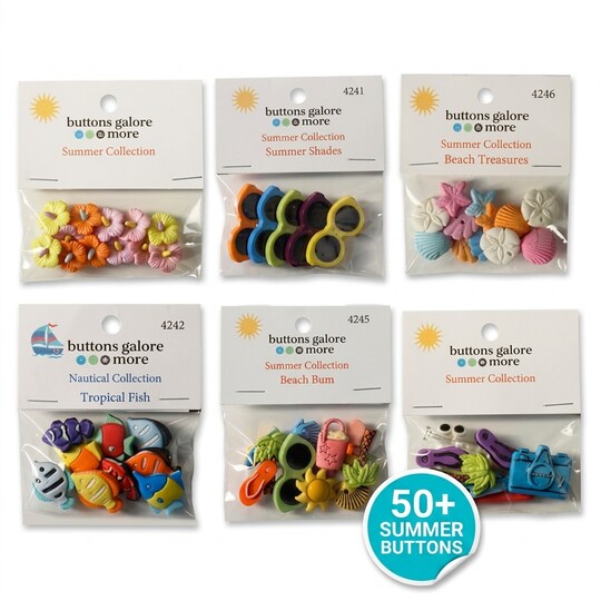 Buttons Galore 50+ Assorted Spring Buttons Bundle for Sewing & Crafts - Set of 6 Button Packs
